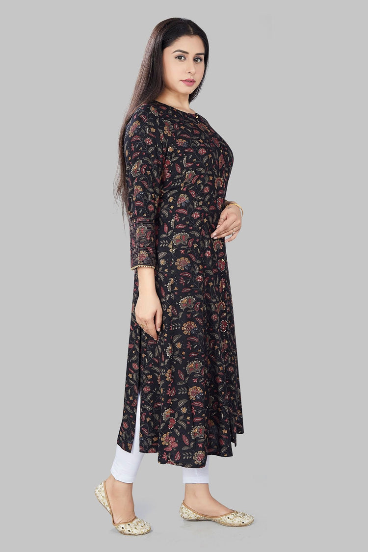Irsa Black Rayon A-Line Kurta