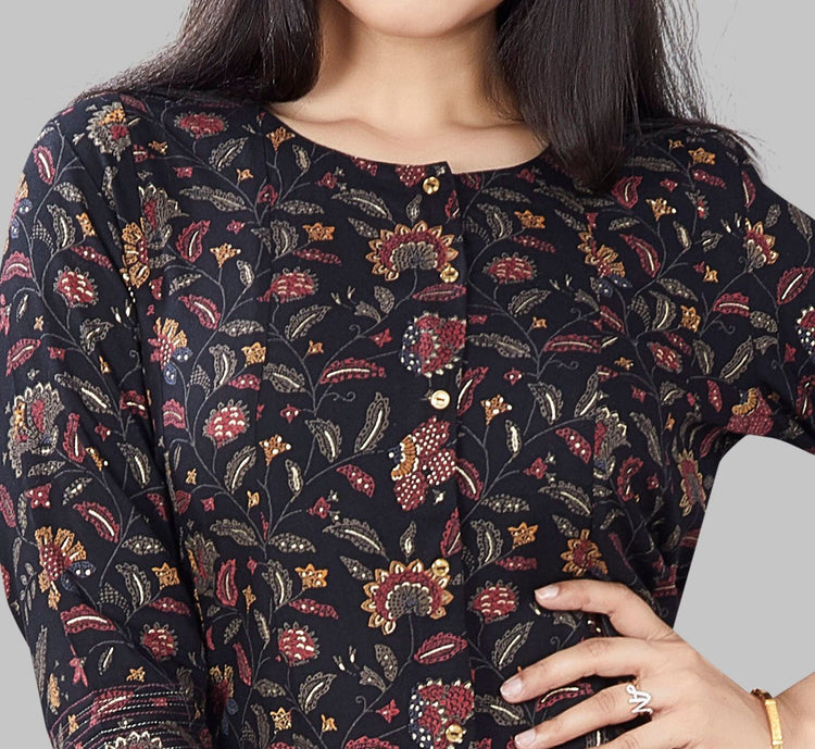 Irsa Black Rayon A-Line Kurta