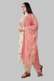 Jade Light Green Cotton Silk Embroidered Suit Set