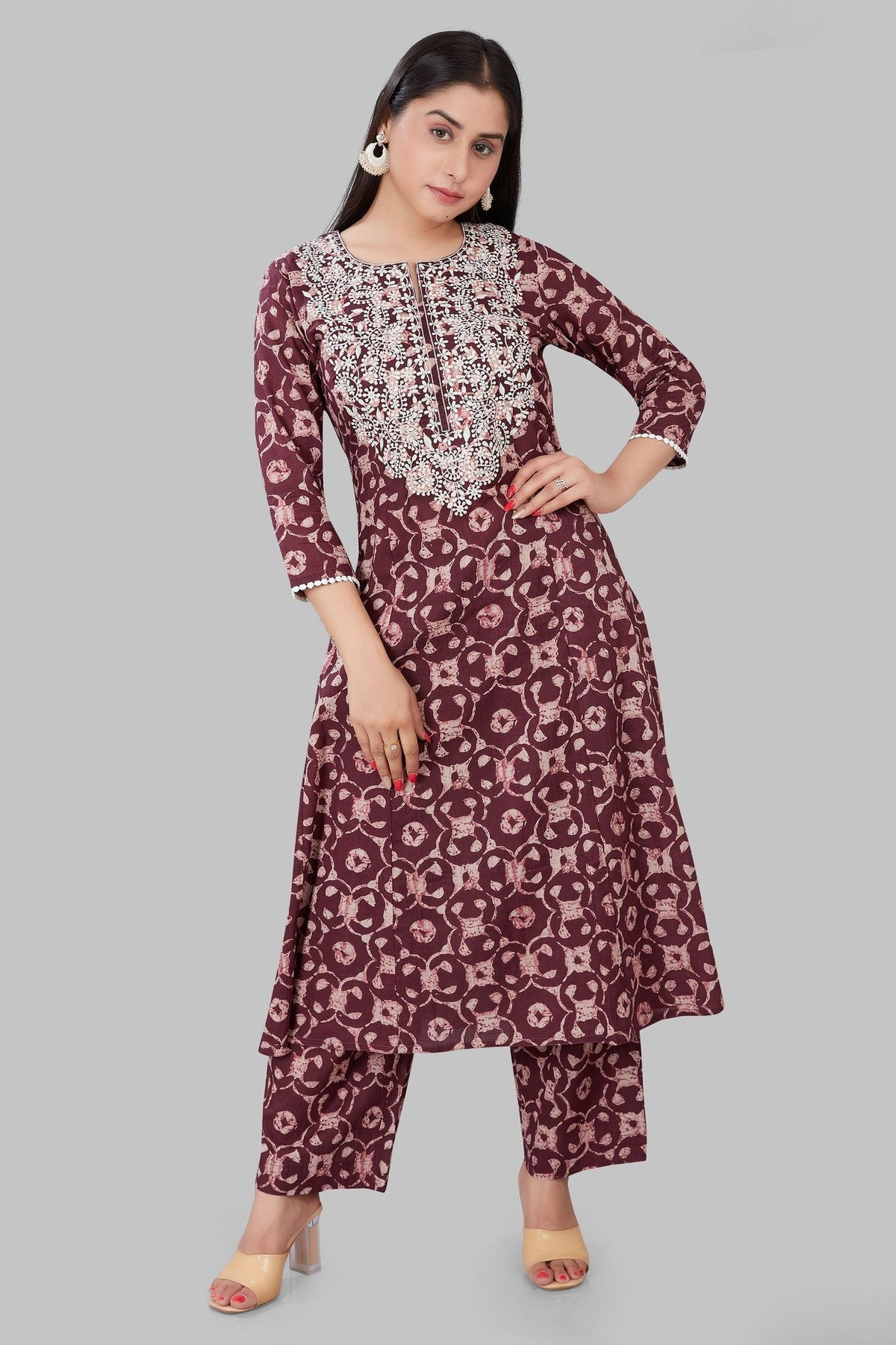 Jahara Light Purple Cotton Kurta With Pant Set