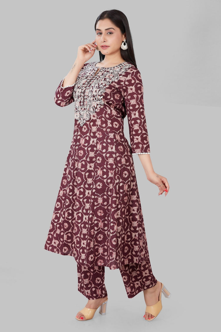Jahara Light Purple Cotton Kurta With Pant Set