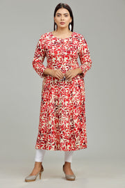 Jahnavi Maroon Rayon A Line Kurti