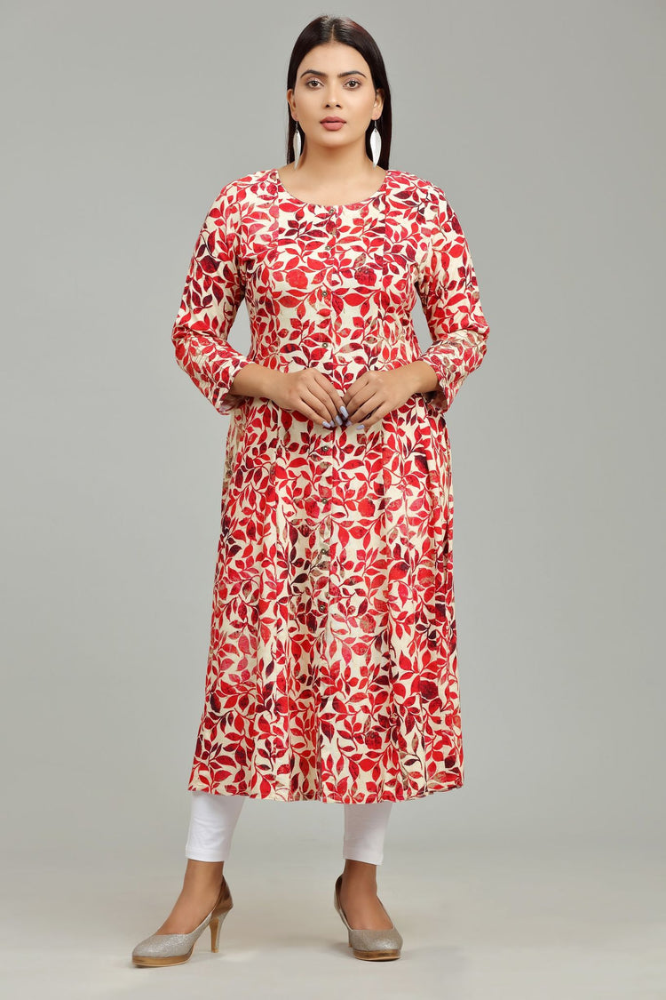 Jahnavi Maroon Rayon A Line Kurti