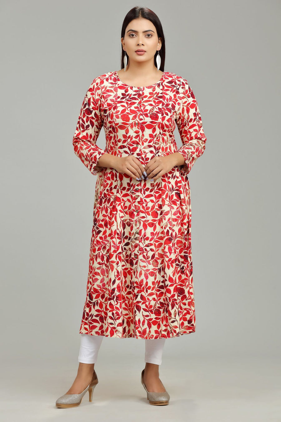 Jahnavi Maroon Rayon A Line Kurti