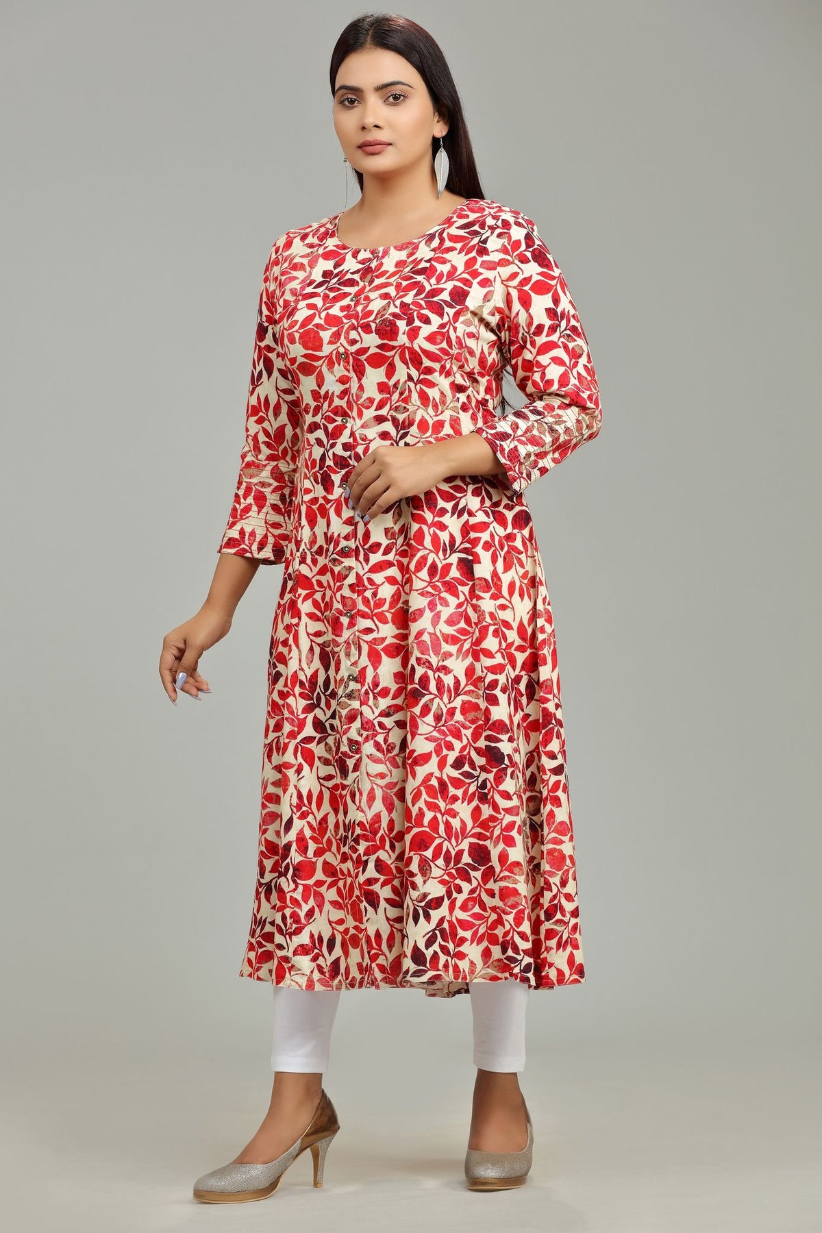 Jahnavi Maroon Rayon A Line Kurti