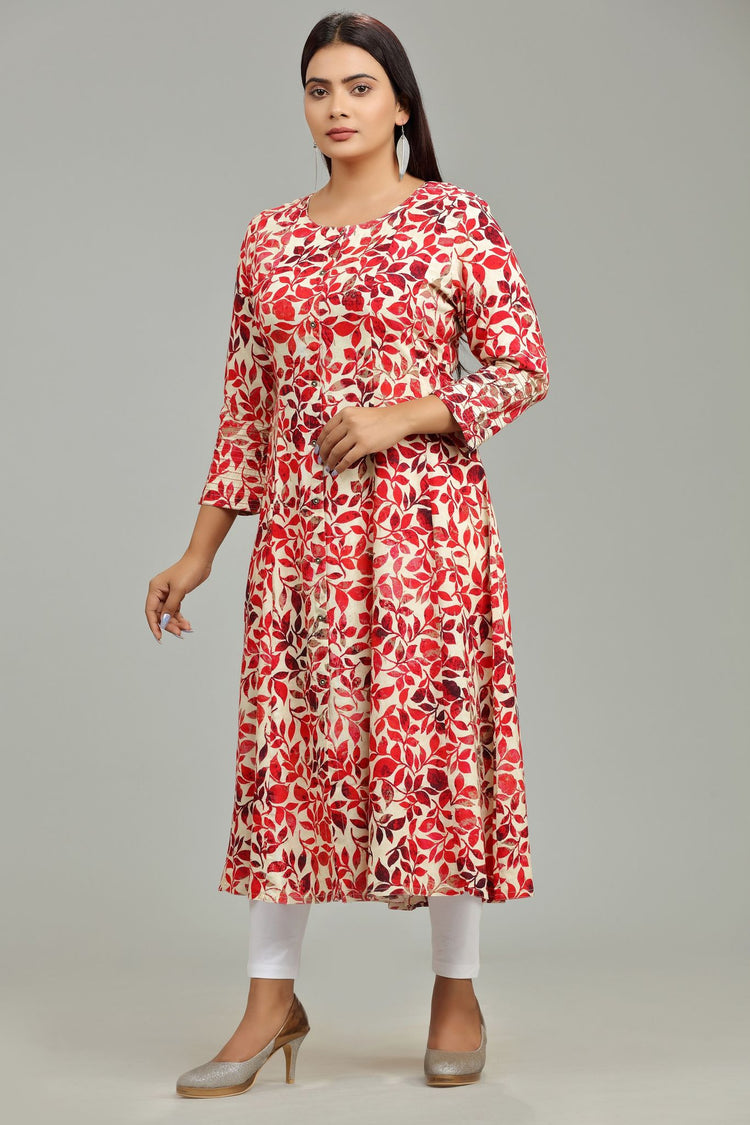 Jahnavi Maroon Rayon A Line Kurti