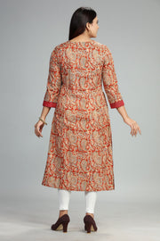 Jasmit- CC70 Rust Jaipuri Cotton Kurta