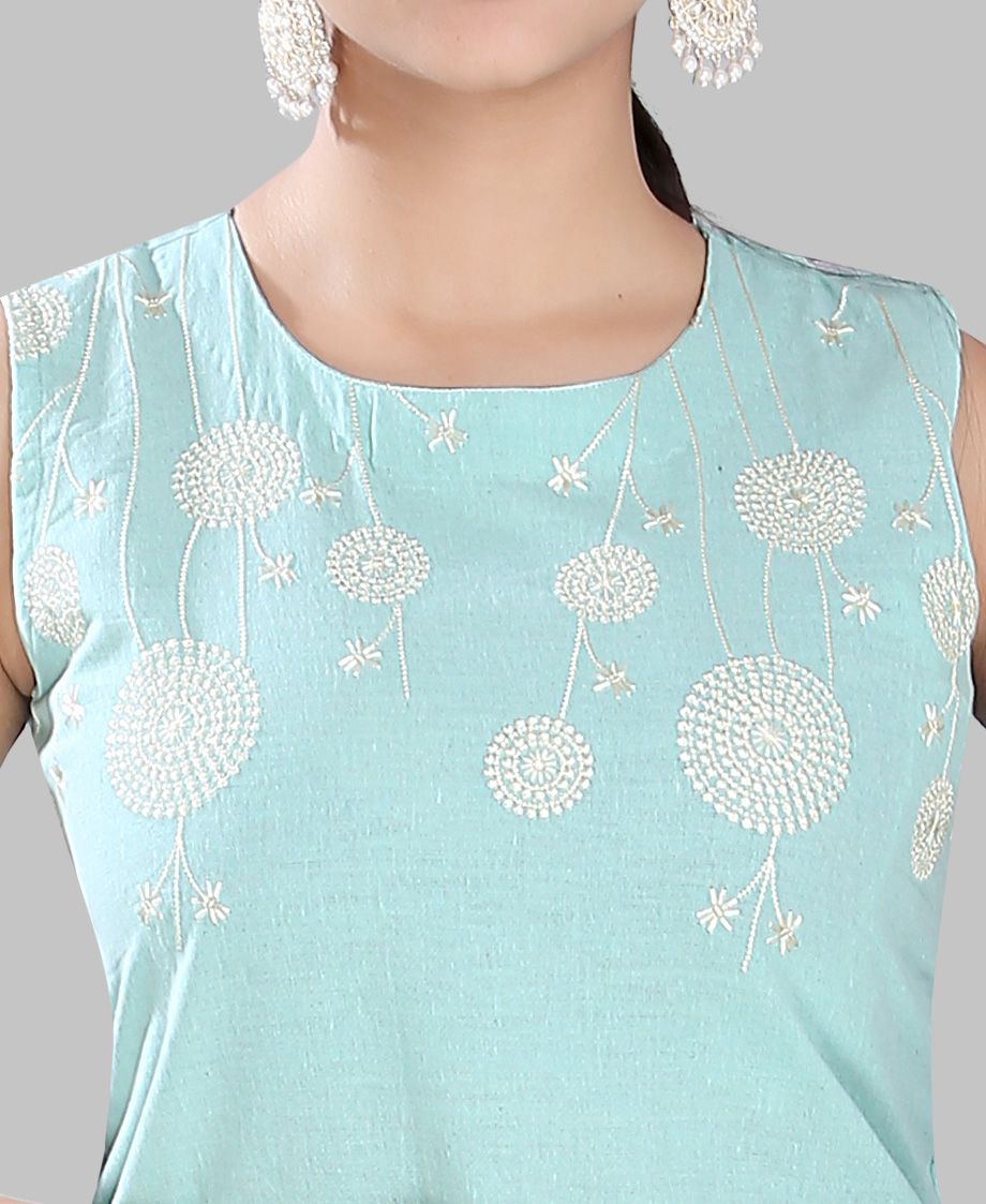 Jazeera Aqua Rayon Kurta With Pant Set