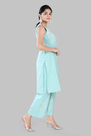 Jazeera Aqua Rayon Kurta With Pant Set