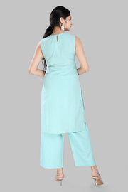 Jazeera Aqua Rayon Kurta With Pant Set