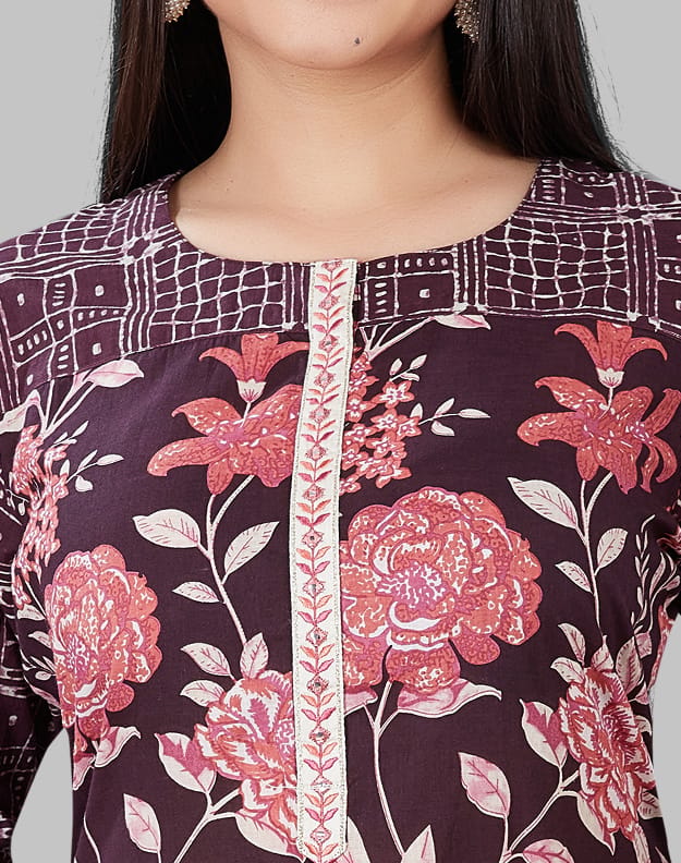 Jazeera Light Purple Cotton A-Line Kurta