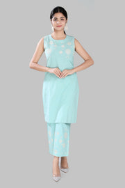 Jazeera Aqua Rayon Kurta With Pant Set