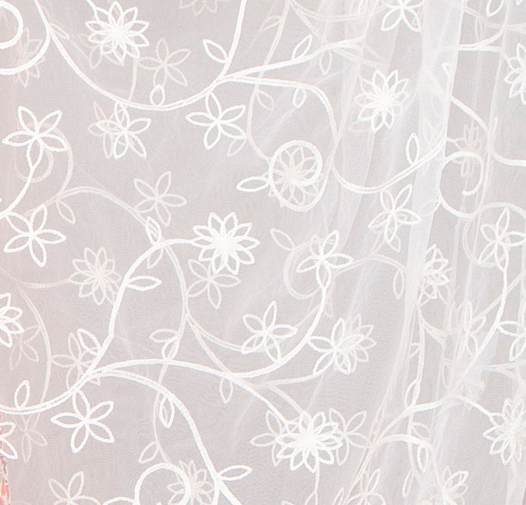 D5 Off White Embroidered Dupatta