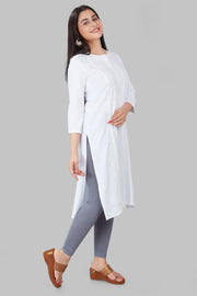 Jumana White Rayon Embroidered Kurti