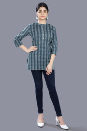 Kiraz Navy Blue Cotton Short Kurtis