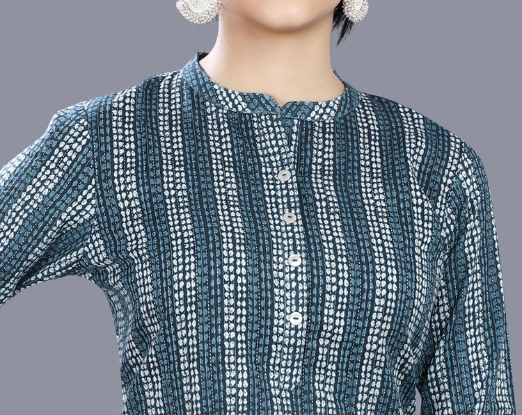 Kiraz Navy Blue Cotton Short Kurtis