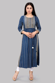 Laila Navy Blue Rayon Embroidery Anarkali Kurti