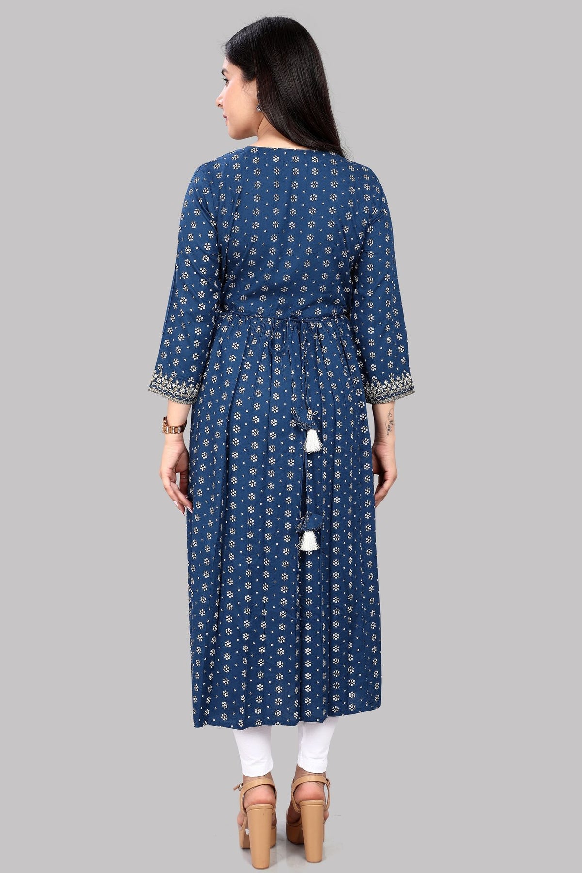 Laila Navy Blue Rayon Embroidery Anarkali Kurti