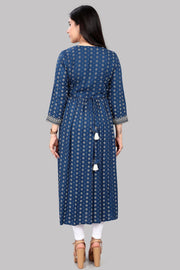 Laila Navy Blue Rayon Embroidery Anarkali Kurti