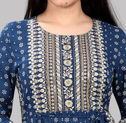 Laila Navy Blue Rayon Embroidery Anarkali Kurti