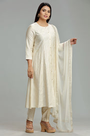 Latika Cream Cotton Silk Embroidered Suit Set