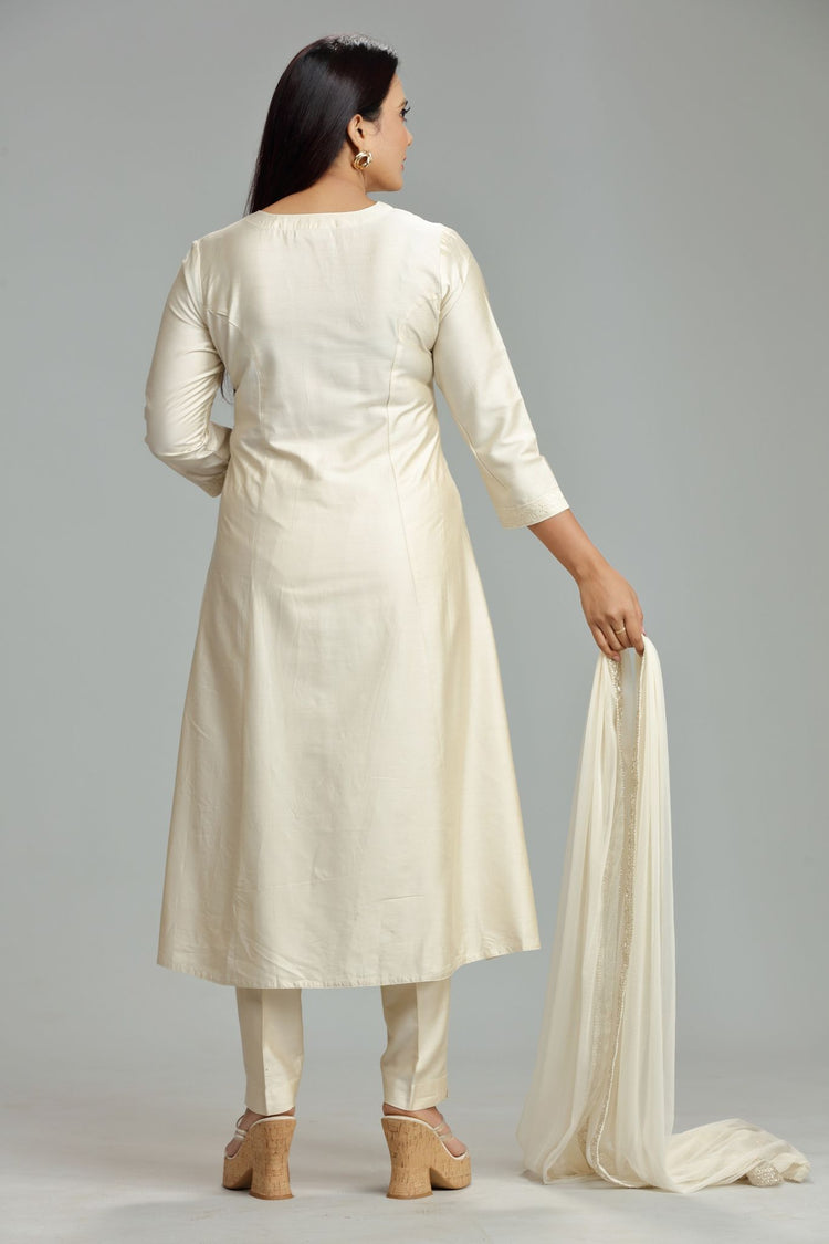 Latika Cream Cotton Silk Embroidered Suit Set