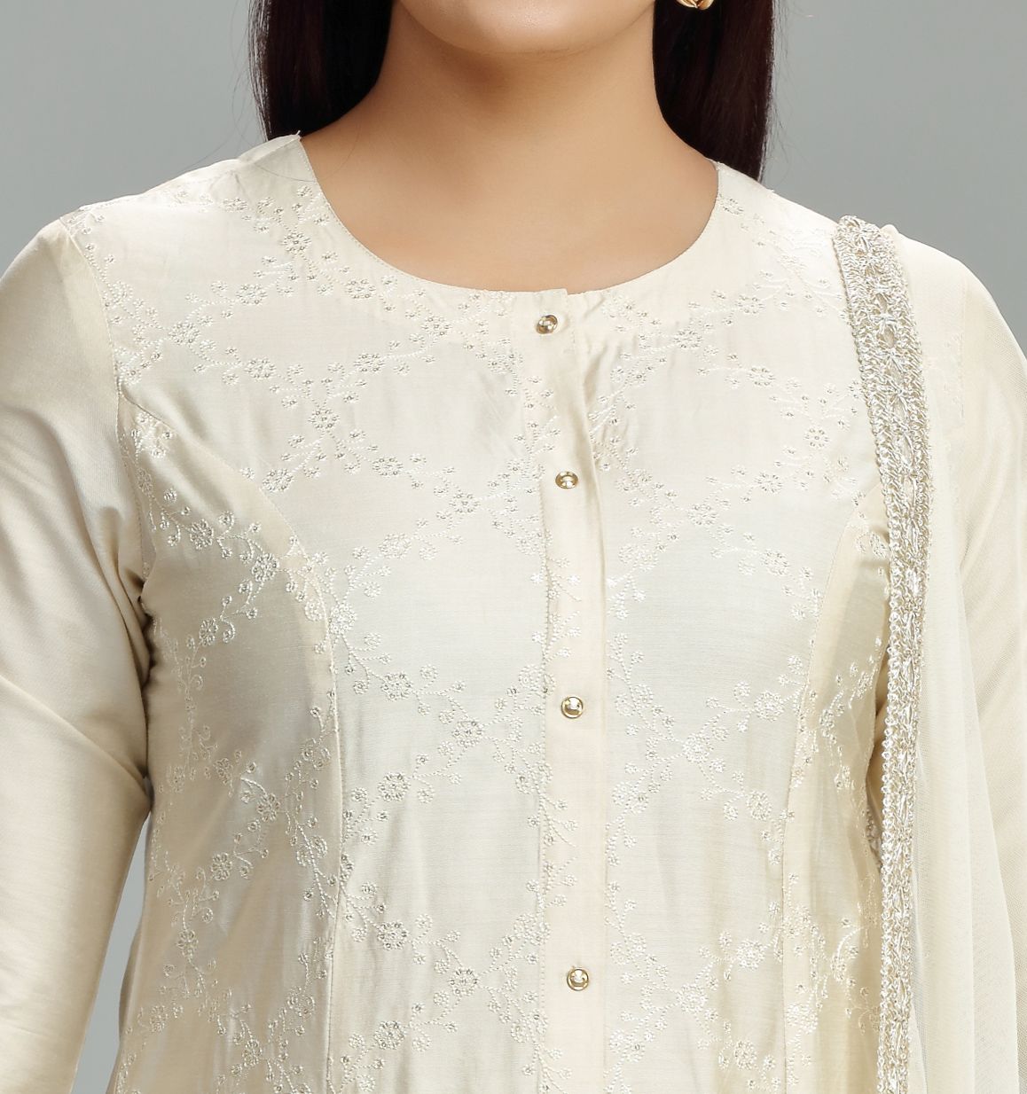 Latika Cream Cotton Silk Embroidered Suit Set