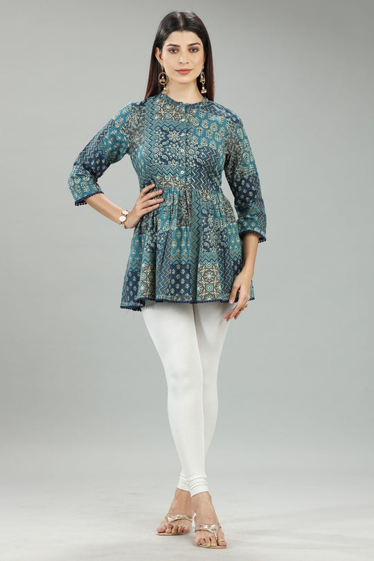 Leela Multicolour Jaipuri Cotton Short Kurti