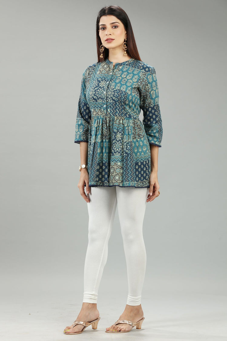 Leela Multicolour Jaipuri Cotton Short Kurti