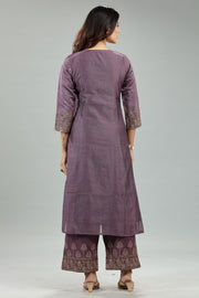 Lipika Purple Cotton Chanderi Embroidered Suit Set