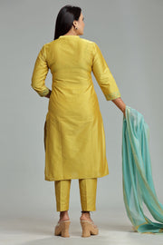 Lokita Mustard Cotton Silk Embroidered Suit Set