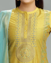 Lokita Mustard Cotton Silk Embroidered Suit Set