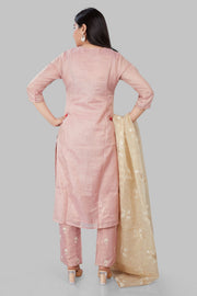 Lubena Light Peach Banarasi Tissu Suit Sets