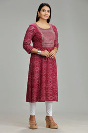 Madhulika Purple Rayon Embroidered  A-Line Kurta