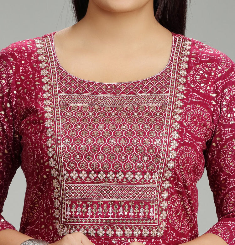 Madhulika Purple Rayon Embroidered  A-Line Kurta