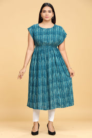 Mahfuzah Peacook Green Rayon Party Gown