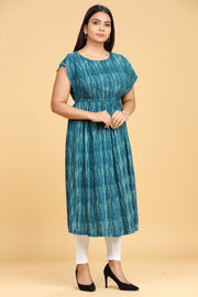 Mahfuzah Peacook Green Rayon Party Gown