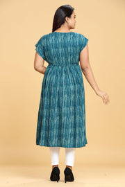 Mahfuzah Peacook Green Rayon Party Gown
