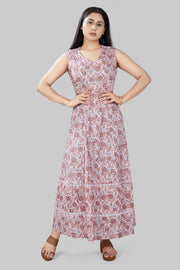 Manar Off White Jaipuri Cotton Printed Sleeves Kurti
