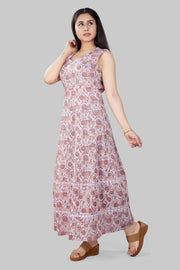 Manar Off White Jaipuri Cotton Printed Sleeves Kurti
