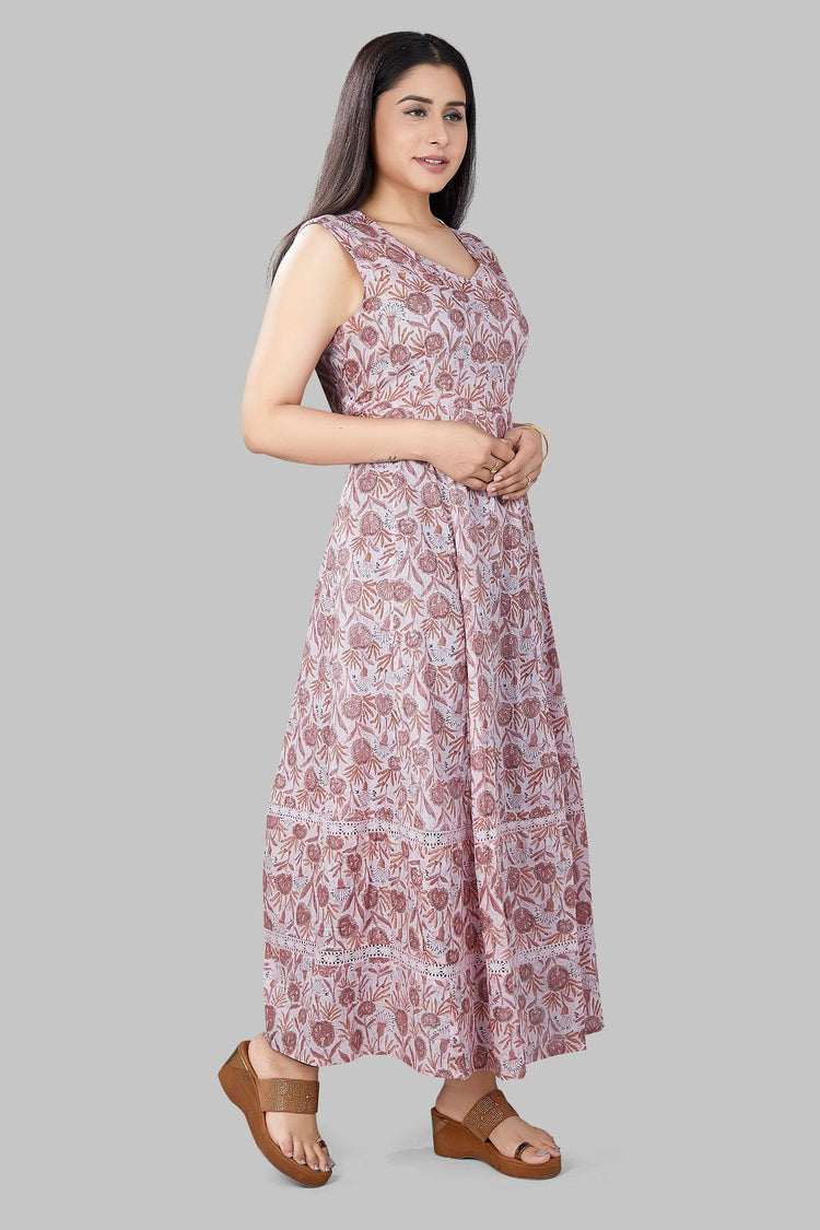 Manar Off White Jaipuri Cotton Printed Sleeves Kurti