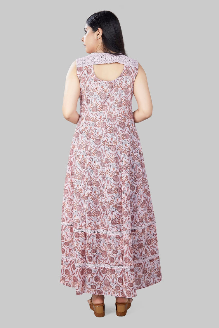 Manar Off White Jaipuri Cotton Printed Sleeves Kurti