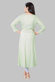 Maryam Light Pista Rayon Embroidered A-Line Kurta