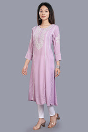 Maryam Light Purple Rayon Embroidered A-Line Kurta