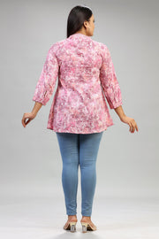 Maya Pink Cotton Short Kurtis