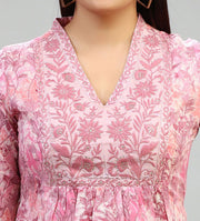 Maya Pink Cotton Short Kurtis
