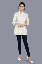 Mayesha Off White Cotton Short Kurtis
