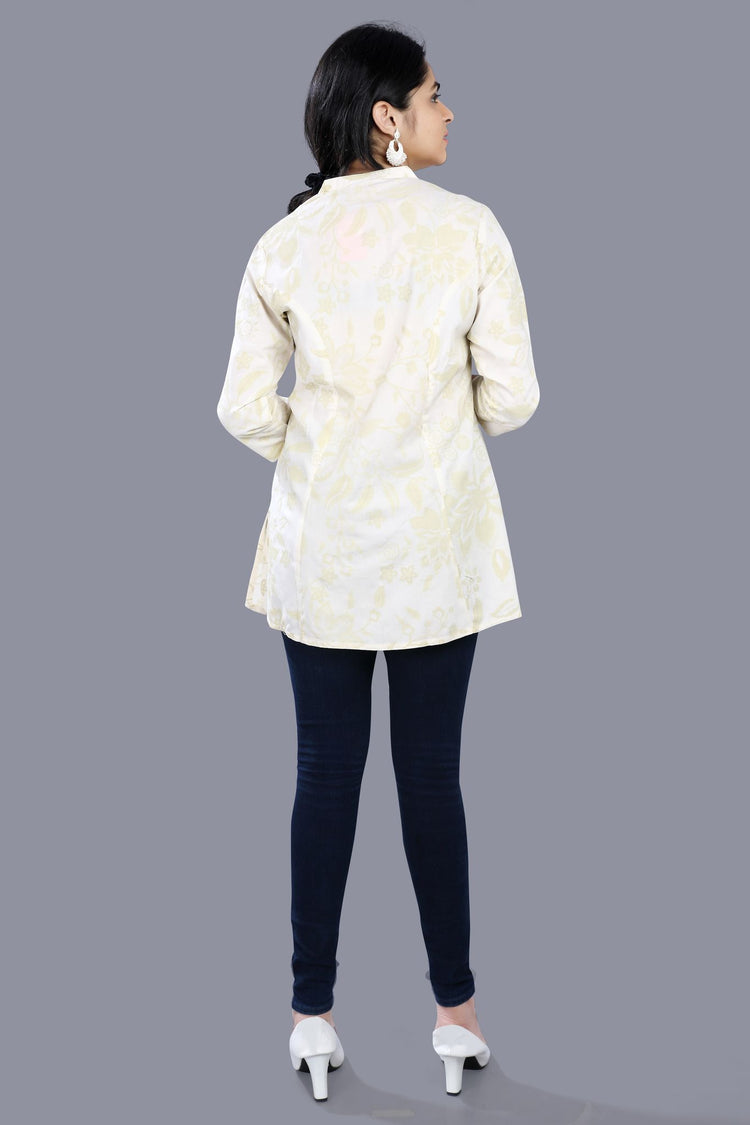 Mayesha Off White Cotton Short Kurtis