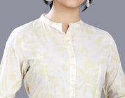 Mayesha Off White Cotton Short Kurtis