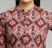 Mohani Maroon Jaipuri Cotton Short Kurti